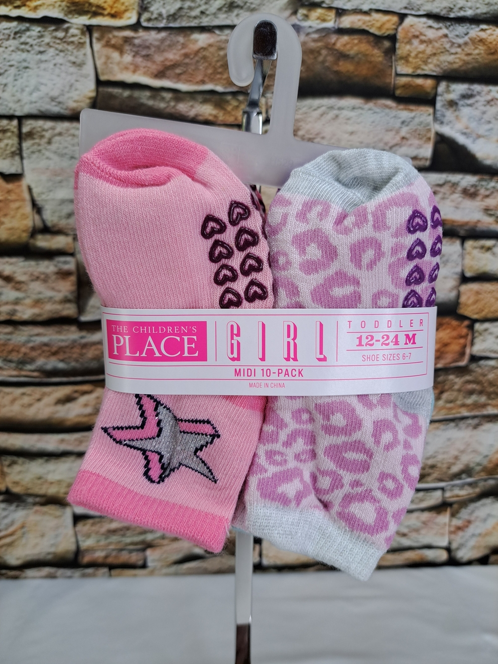The Children's Place Toddler Girl Pink & Light Gray Sock Pack (12-24M)